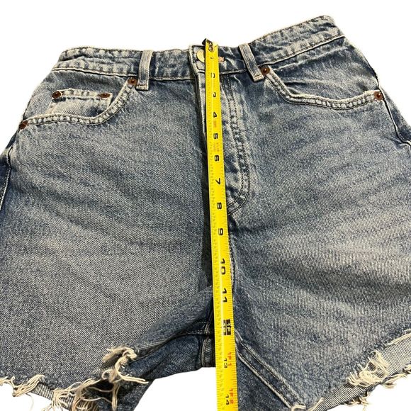 Zara Womens High Rise Blue Distressed Shorts Size - US 4 - Picture 7 of 8
